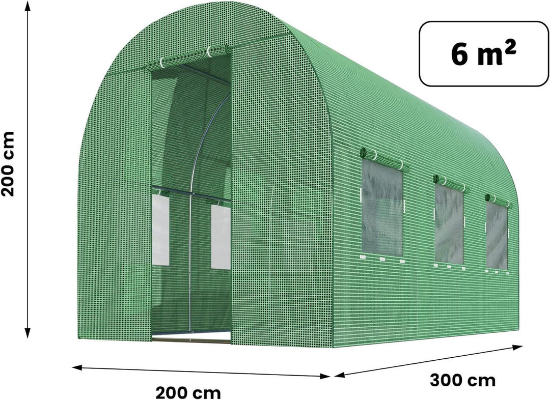 Plonos 6m2 Garten-Folientunnel-Gewächshaus – Gewächshaus Coche für Pflanzen –Gartenabdeckung aus PE-