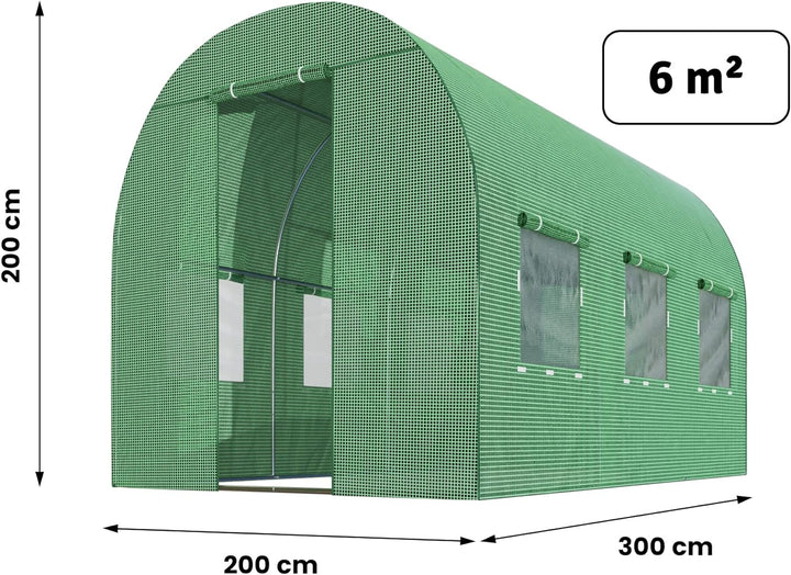 Plonos 6m2 Garten-Folientunnel-Gewächshaus – Gewächshaus Coche für Pflanzen –Gartenabdeckung aus PE-