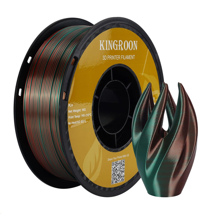 Kingroon PLA 3D-Drucker-Filament, dreifarbiges Seiden-PLA-Filament, Massgenauigkeit +/- 0,03 mm, 1-k