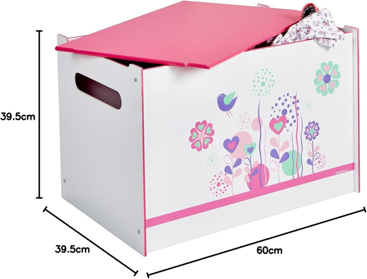 Blumen und Vögel - Spielzeugkiste für Kinder – Aufbewahrungsbox für das Kinderzimmer, 39.5x39.5x60.0