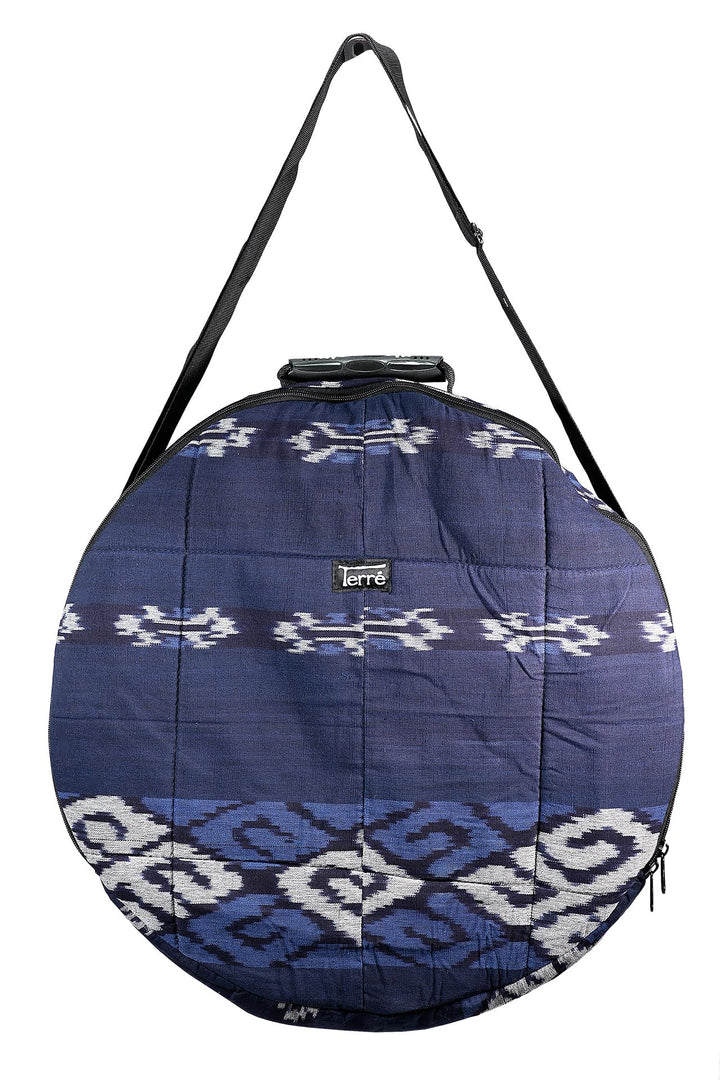 Shamandrum Tasche BLAU aus Ikat 50 cm für Schamanentrommel Rahmentrommel - im MYSEVENDO Set - Rund R