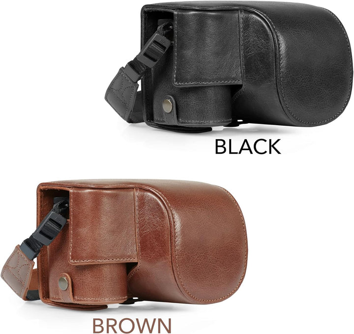 MegaGear Ever Ready Kameratasche aus echtem Leder, kompatibel mit Nikon Z30 (Schwarz), Schwarz