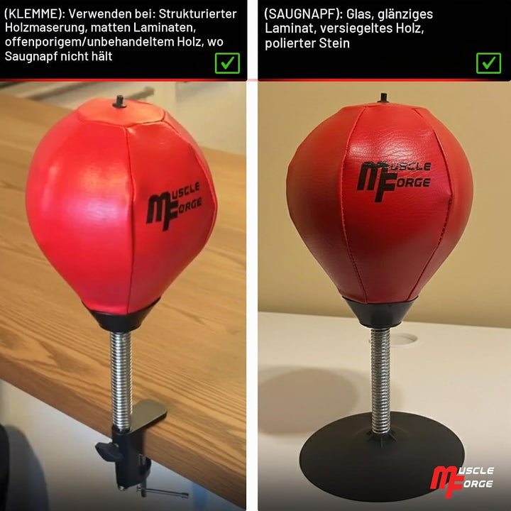 Mini Boxsack für Schreibtisch mit Saugnapf und Tischklemme – Büro Punchingball gegen Stress – Kleine