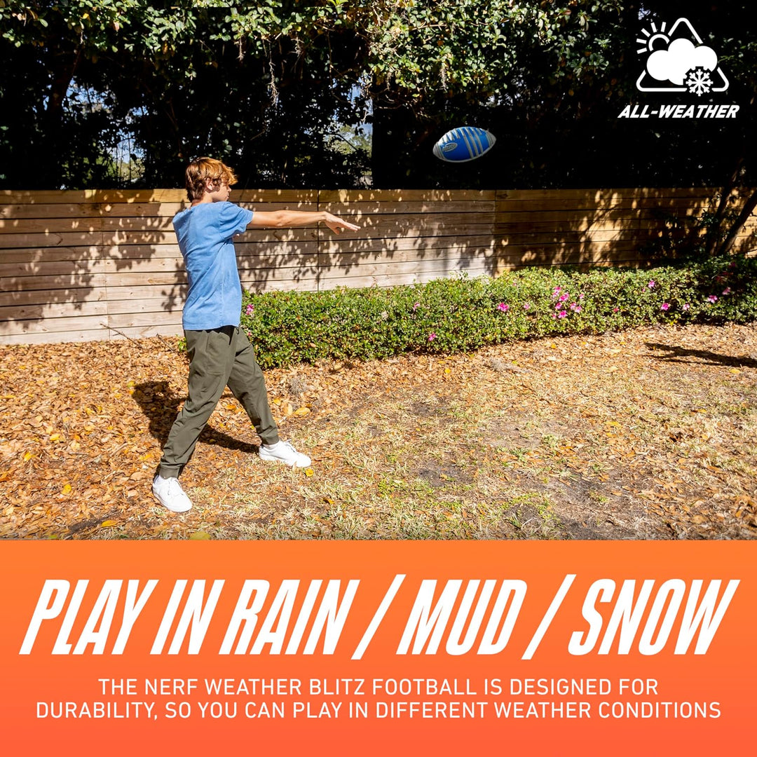 NERF Weather Blitz Foam Football for All-Weather Play -- Easy-to-Hold Grips – Great for Indoor and O