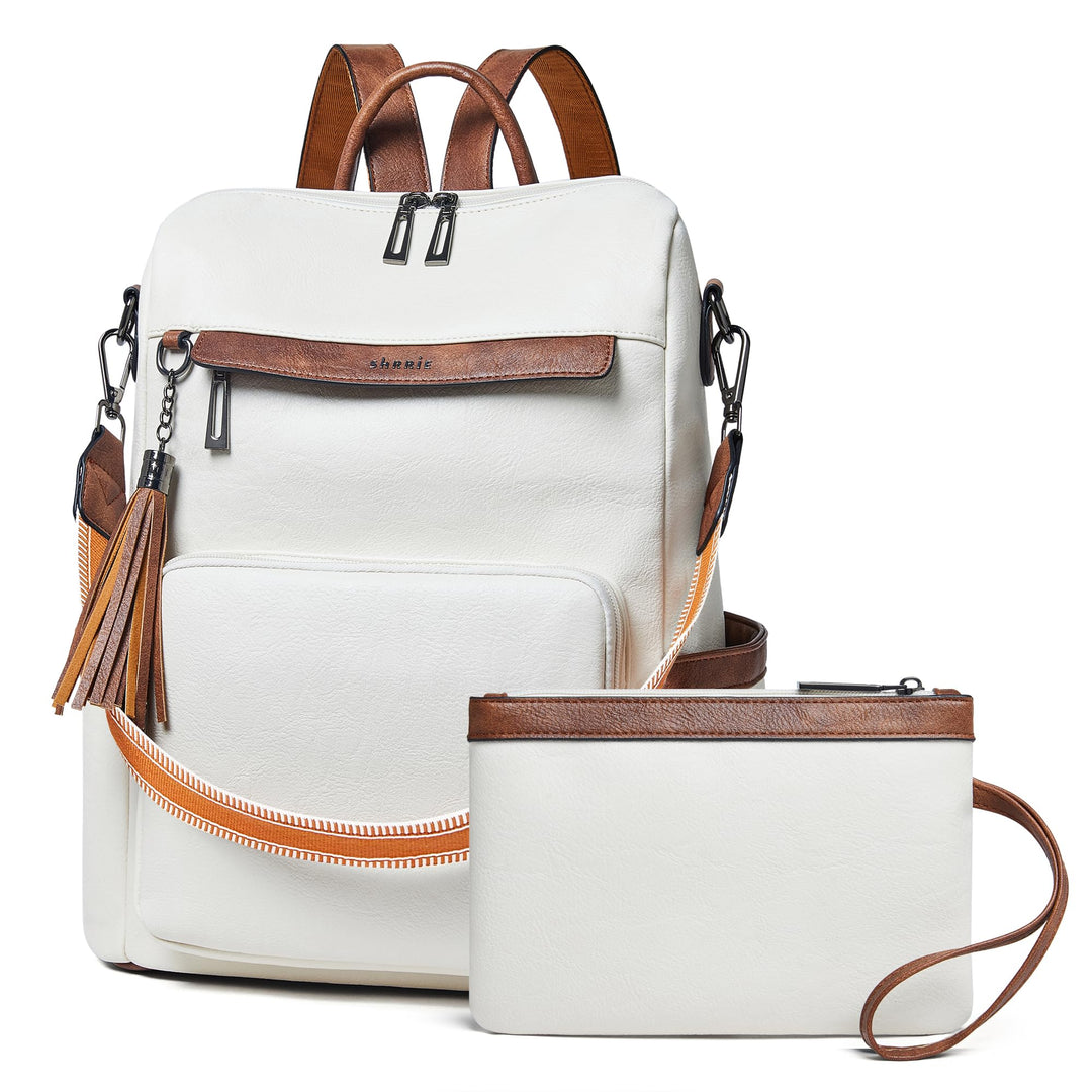 Shrrie rucksack damen elegant geeignet für 15,6Zoll-Notebooks Langlebig wasserdicht Damen aus Leder