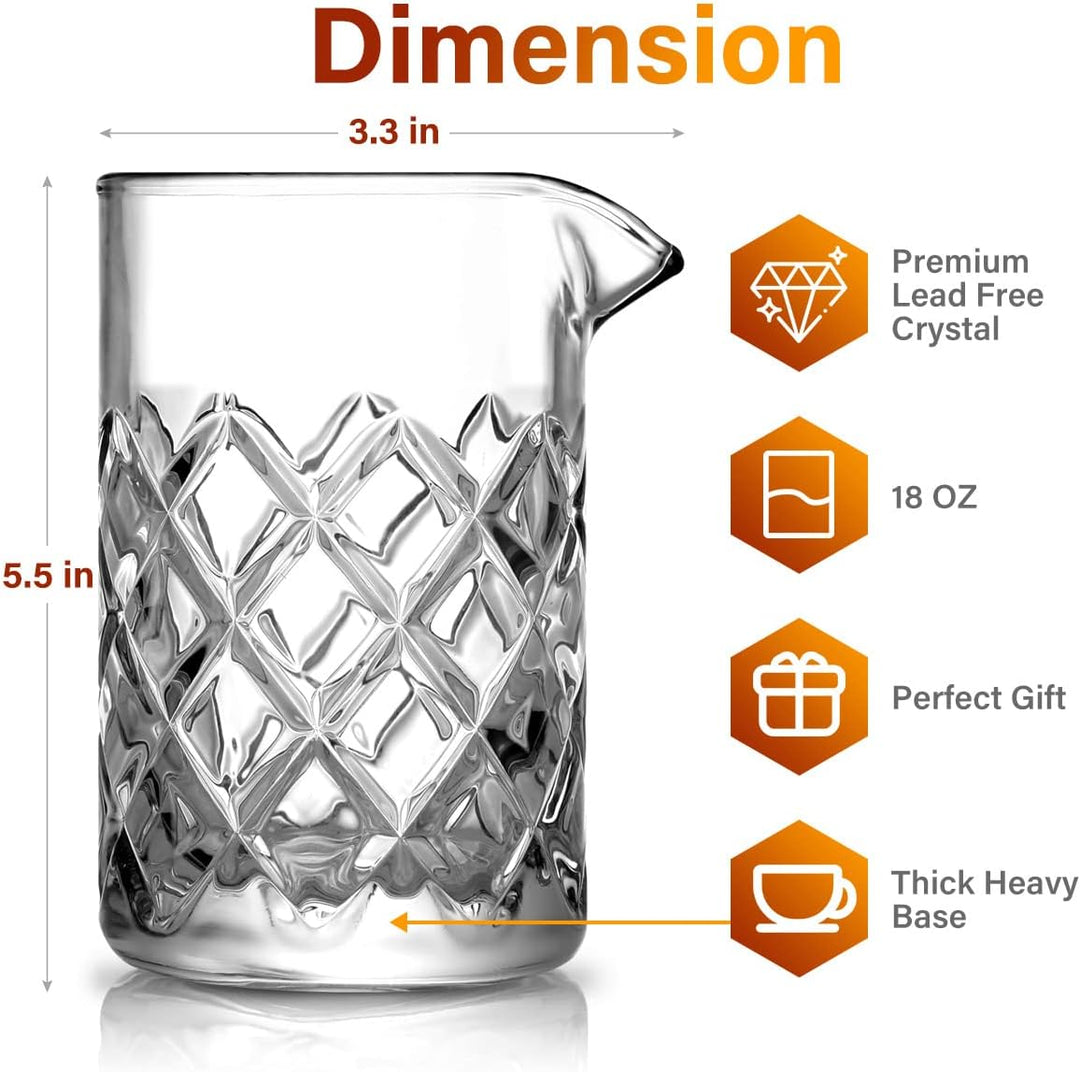 Eligara Cocktail-Mischer-Glas - [18 Unzen] Kristall-Cocktail-Rührglas, Dicke Gewichtete Unterseite -