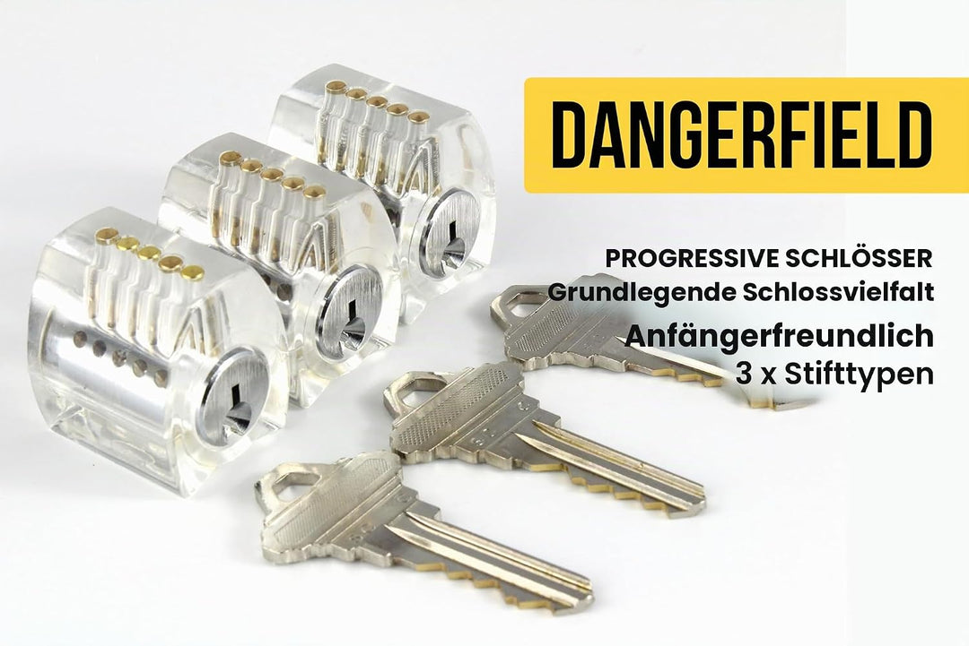 Dangerfield Eureka Transparentes Übungsschloss-Set – 3 progressiv schwierige Trainingsschlösser, um
