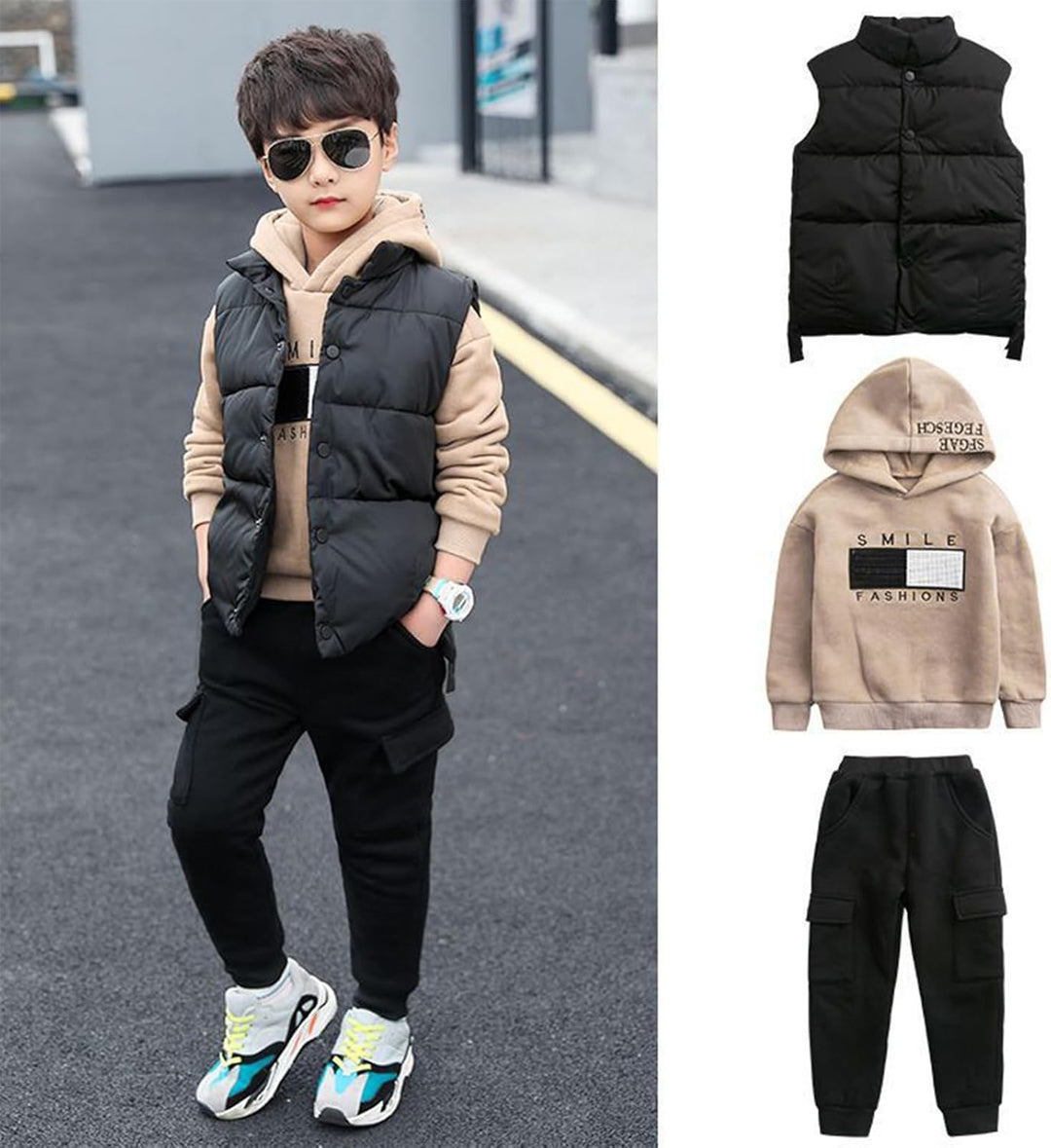 amropi Jungen Hoodie Trainingsanzug Kapuzenpullover Sweatshirt Weste Jogging Hose 3 Stück Kleidungss