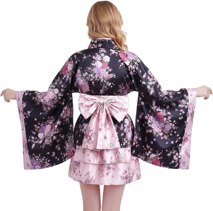 CoolChange Lolita Kimono Cosplay Kostüm mit Rüschenrock und Kimono mit weiten Ärmeln (M), M