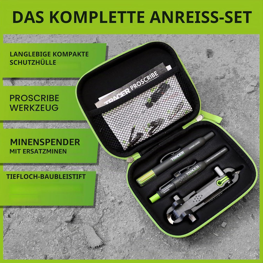 Tracer ProScribe Tool mit Tieflochmarker Bleistift, 6 x Ersatzminenhalter und Tragetasche (Multi-Fun