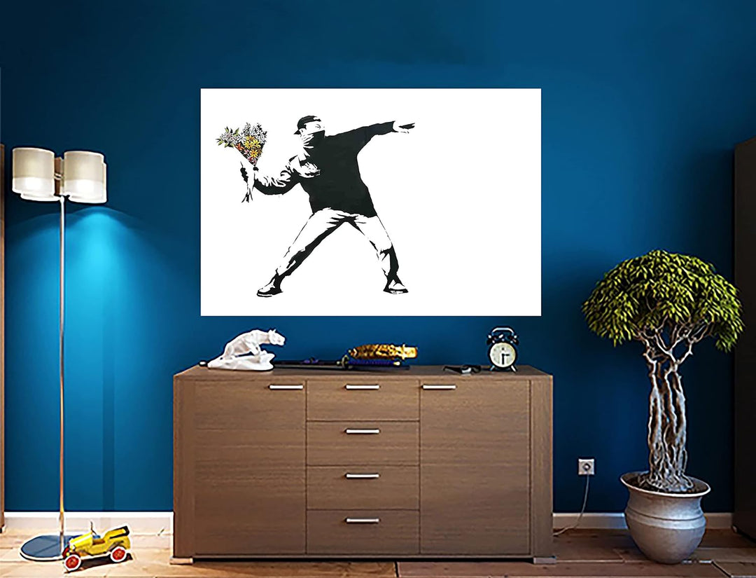 Banksy Leinwanddruck, Motiv: Blumenwerfer, 86 x 61 cm, A1