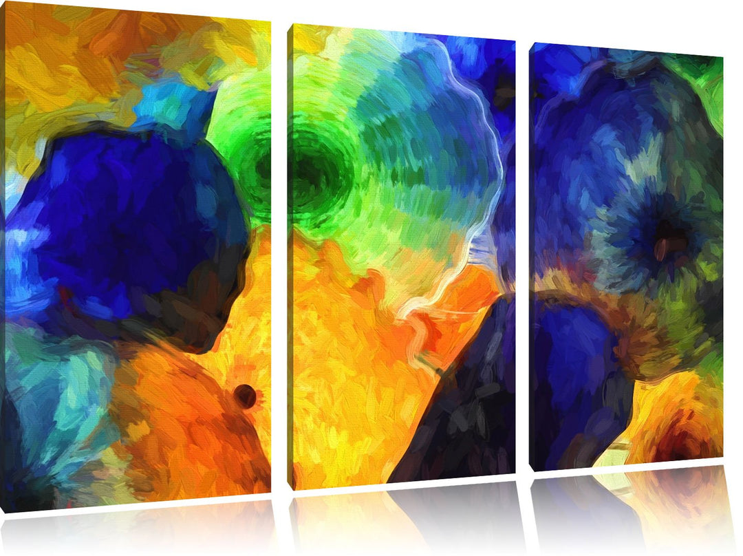 bunte Quallen NewArt 3-Teiler Leinwandbild 120x80 Bild auf Leinwand, XXL riesige Bilder fertig gerah