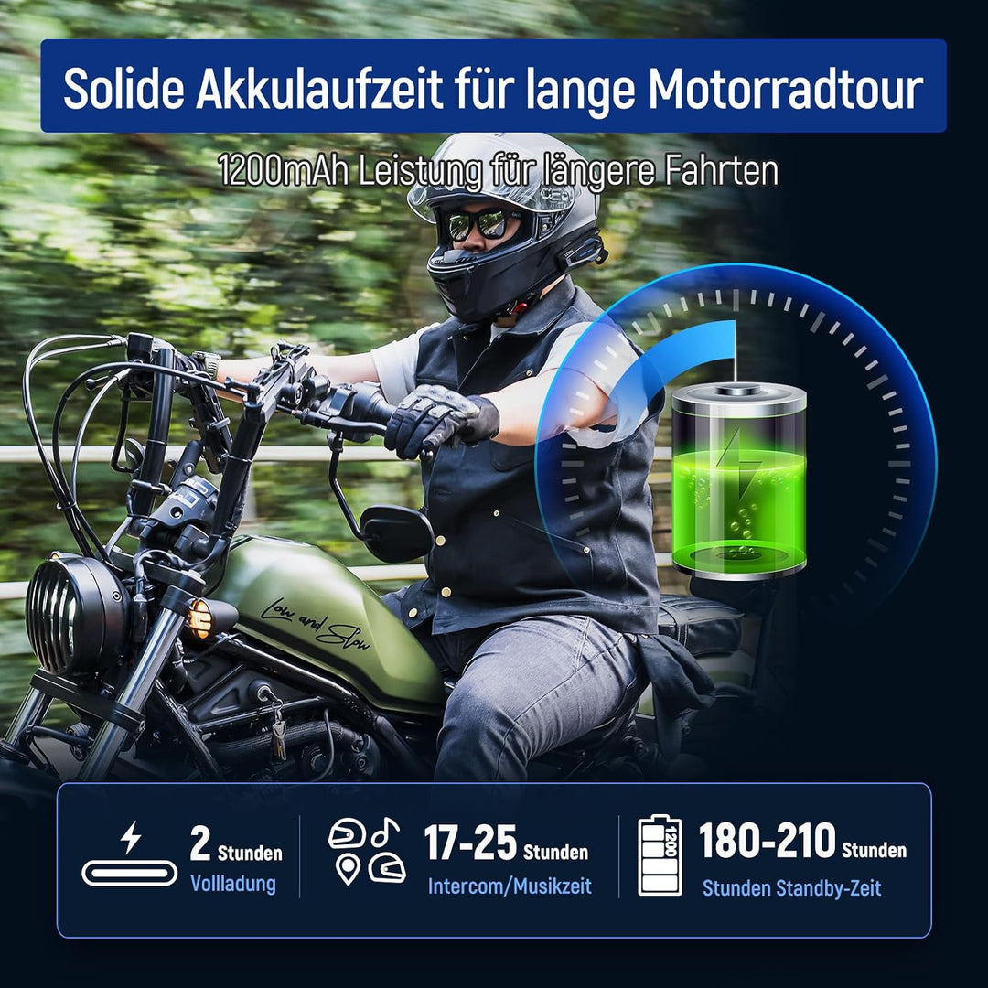 LEXIN G10 Motorrad Headset, 2 bis 8-Wege Konferenz Freisprecheinrichtung | Motorrad Kommunikationssy