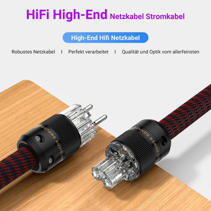 Tertullus HiFi High End Netzkabel 1.5m C15 Stromkabel HiFi Audio kaltgerätekabel Mit Schukostecker &