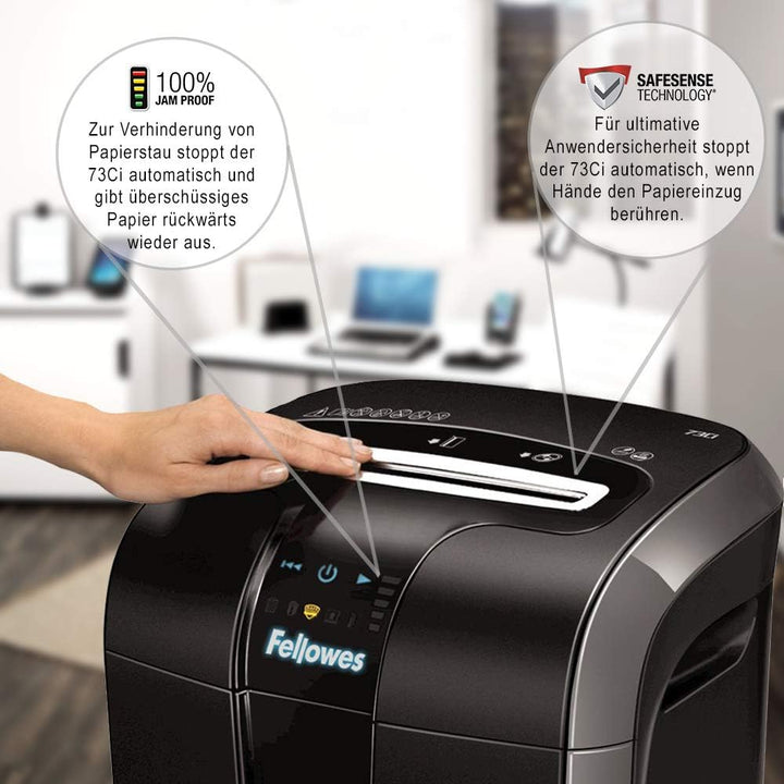 Fellowes 12 Blatt Aktenvernichter, Partikelschnitt (P4) Papierschredder für Büro, Powershred 73Ci, S