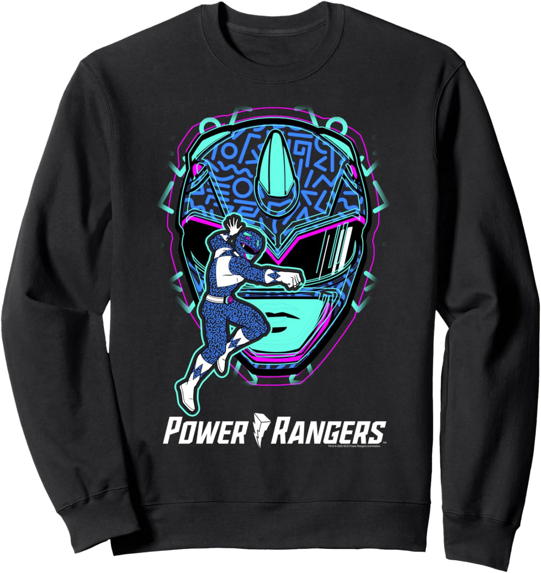 Power Rangers Blue Ranger Icon Fill Helmet Silhouette Sweatshirt