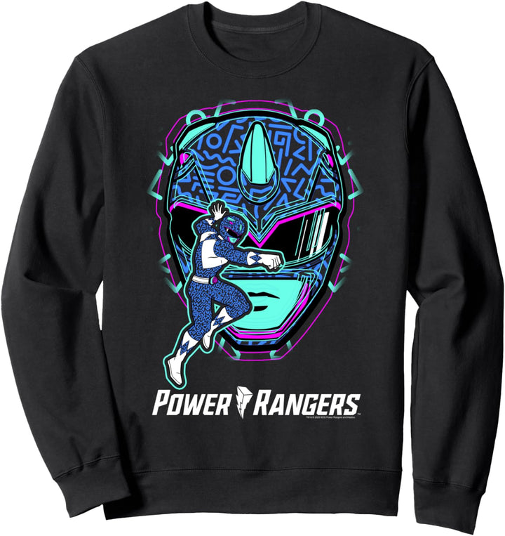 Power Rangers Blue Ranger Icon Fill Helmet Silhouette Sweatshirt