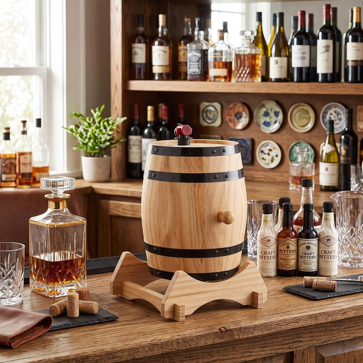 Wein-Eichenfässer, Eichenfässer mit Klarer Holzmaserung für die Bar (5L), 5L
