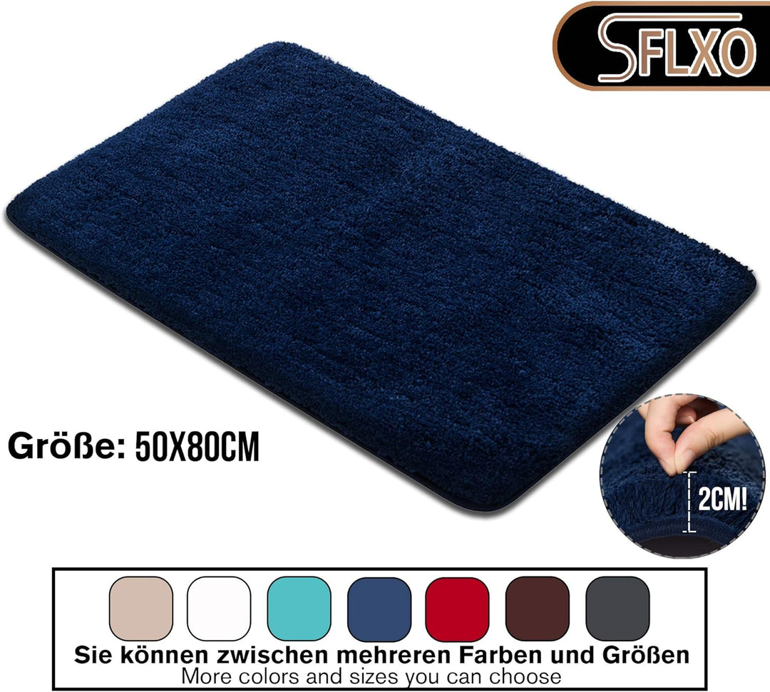 SFLXO Badematte 80cm x 50cm rutschfest-Badvorleger Maschinenwaschbar Anti-Rutsch Badteppich Weich Wa