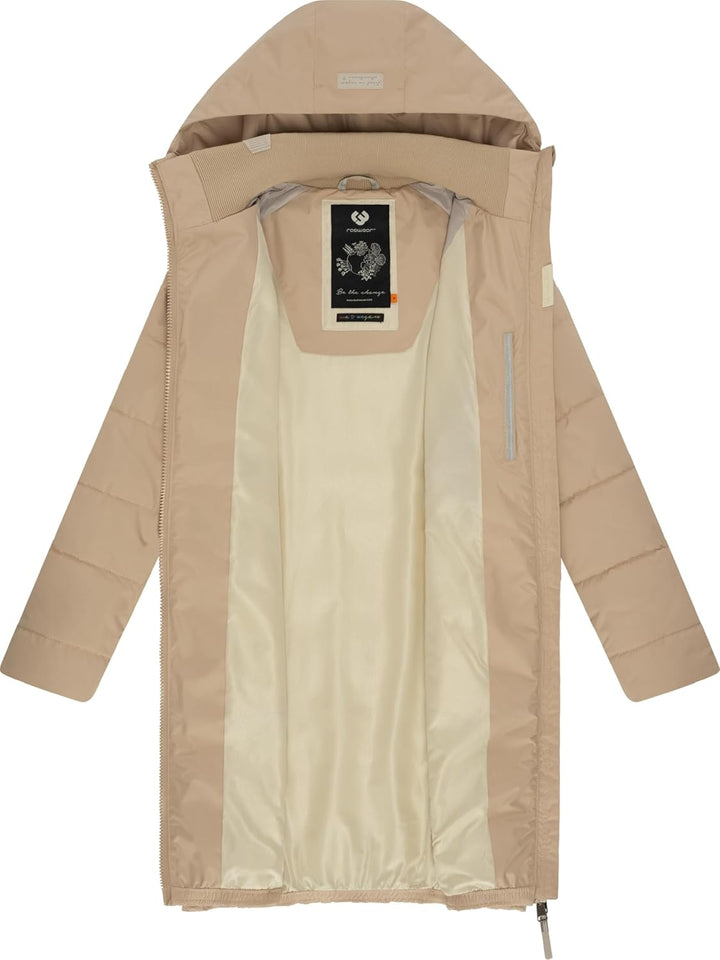 Ragwear Damen Wintermantel Warmer wasserdichter Steppmantel lang mit Kapuze Dizzie Coat XS-6XL XS Ta
