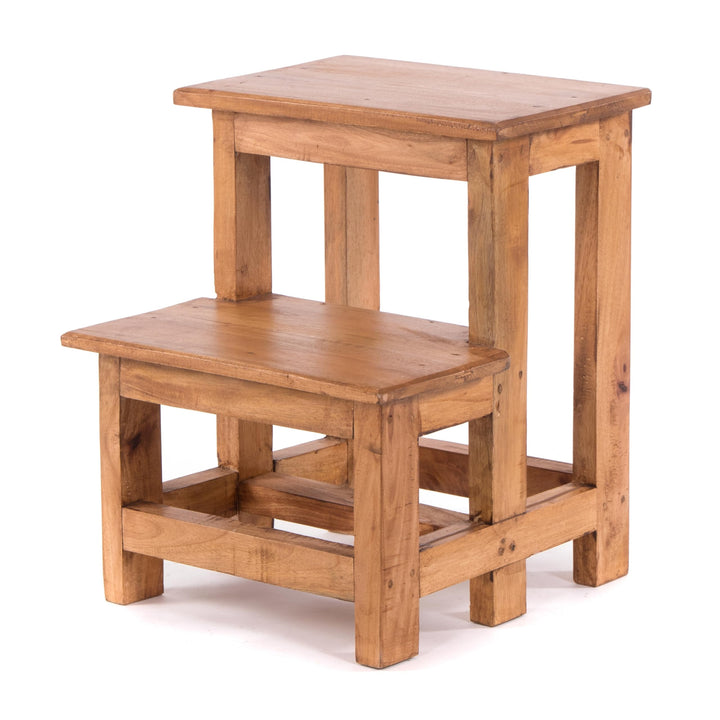 TRITTHOCKER Step | 47 x 37 cm, Recycling Holz, zweistufig | Trittleiter, Haushaltstritt