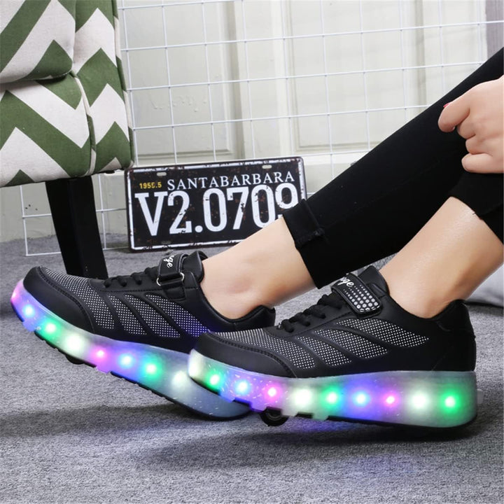 Kinderroller mit LED Licht | Automatisch Einziehbar & Abnehmbare Vorderreifen | Outdoor-Spiel-Schuhe