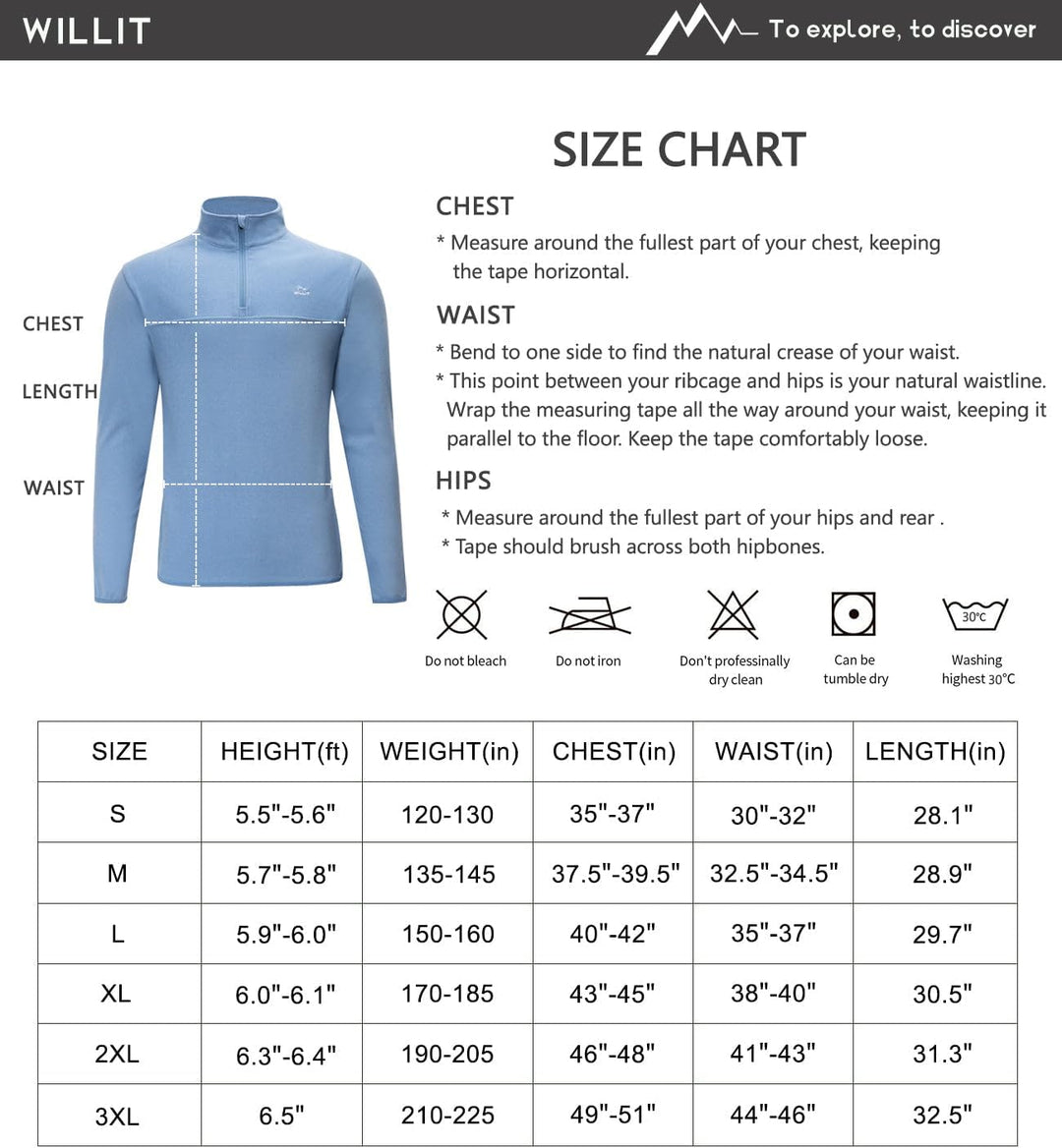 WILLIT Herren Fleece Golf Pullover Langarm Pullover Half Zip Wanderpullover Atmungsaktiv Thermo Swea