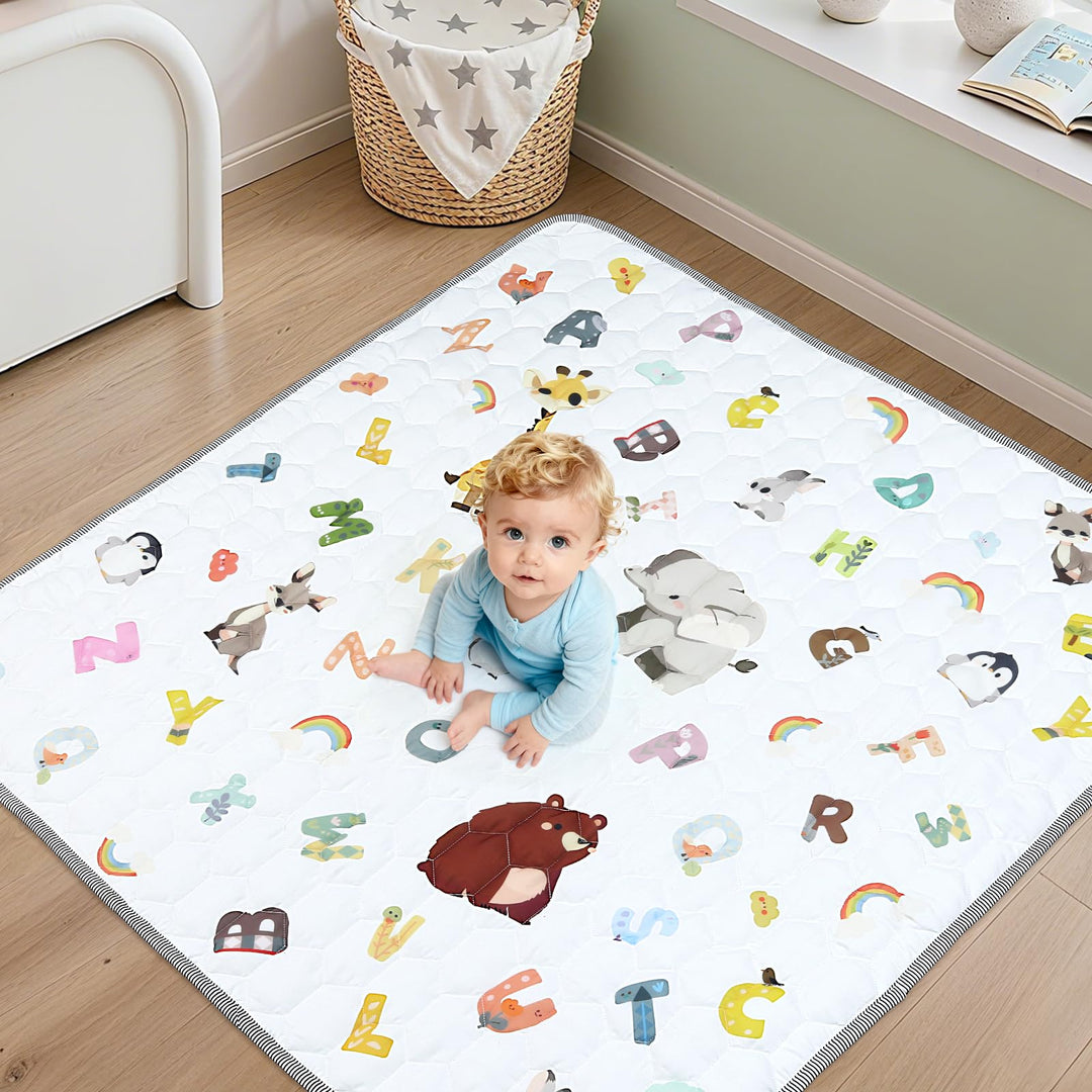 FUNYKICH Krabbelmatte Baby Faltbare 150x150cm, Anti-Rutsch Verdickte Spielmatte Baby Faltbar, Sicher