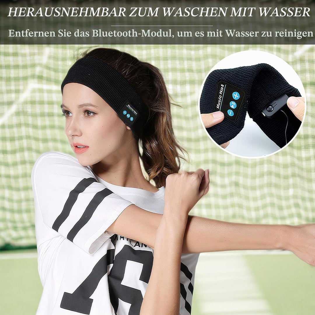 Bluetooth Kopfhörer Stirnband, Schlafkopfhörer Sport mit 6-10 Std Spielzeit, Atmungsaktives Schweiss