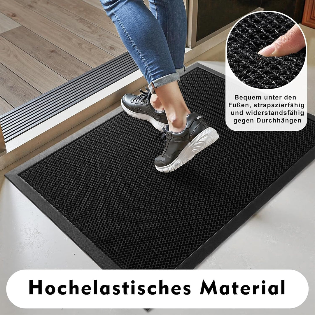 Fussmatte Aussen 40 x 60 cm, rutschfeste Silikon Schmutzfangmatte, Langlebig Fussabtreter Aussenbere