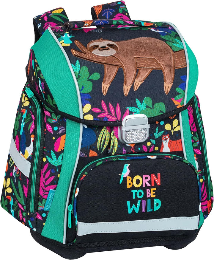 Goldkids Schulranzen Born to be wild Schulranzen-Set Kinderrucksack, Federmappe, Schuhbeutel, Trinkf