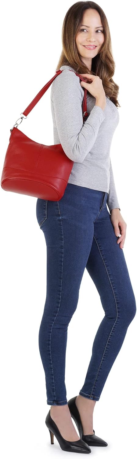 Umhängetasche Echt Leder Damen Made in Italy, Handtasche, Schultertasche, Crossbody Bag aus Leder 02