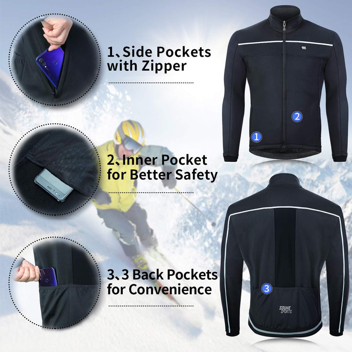 Souke Sports Fahrradjacke Herren Winter Thermo Radjacke Winddichte & wasserdichte mit Reflektierende