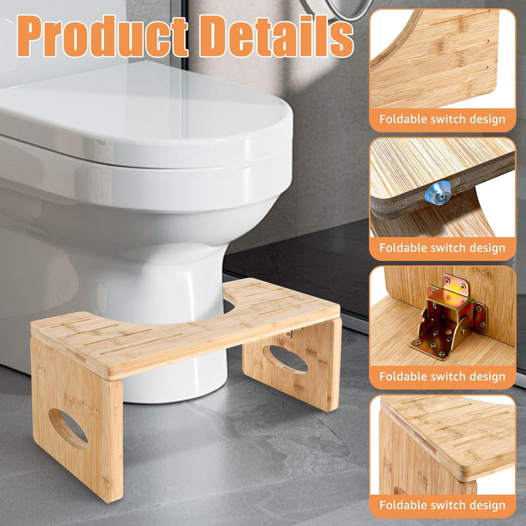 Toilettenhocker Holz Klappbar, Toilettenhocker Erwachsene, Klohocker aus Bambus, Squatty Kackhocker