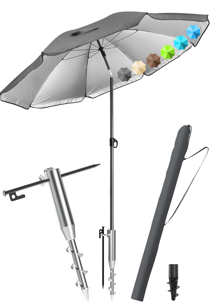 4smile Sonnenschirm Strand Set 3-in-1, Ø 180 cm Strandschirm Windfest Stabil mit Schirmhülle &amp; Eindr