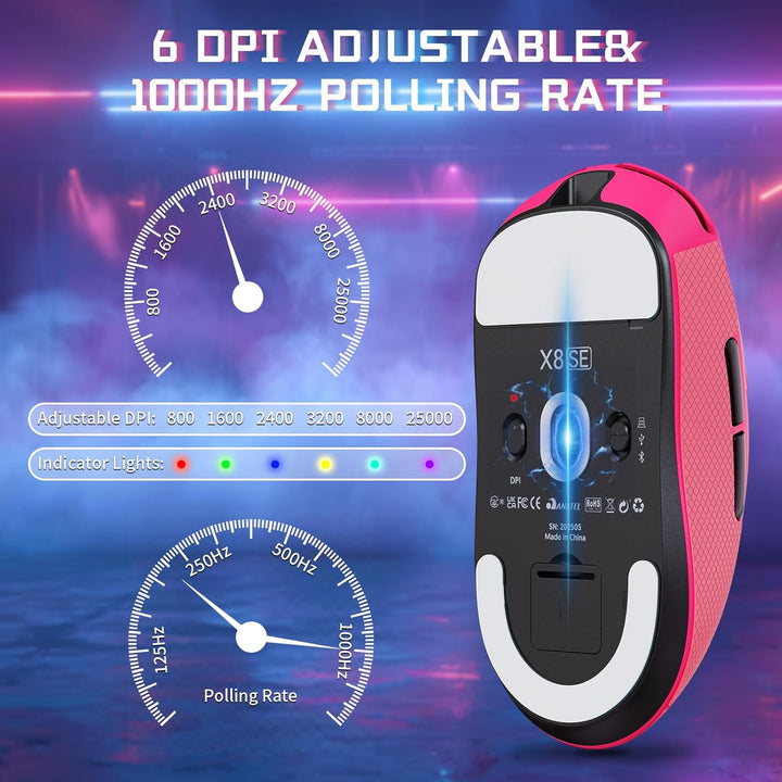 MAMBASNAKE X ATTACK SHARK X8SE 55g ultraleichte kabellose Gaming-Maus mit Band–25000 DPI,PAW3311 Sen