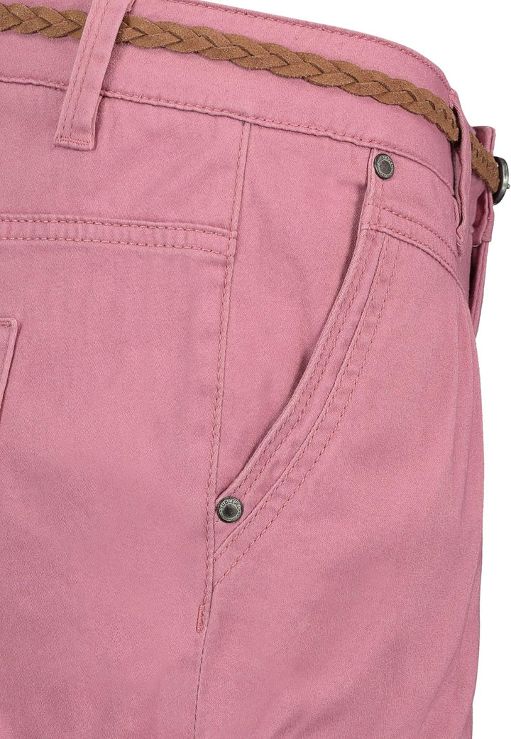 Sublevel Damen Kurze Hose Stretch-Shorts mit Flecht-Gürtel L Dark-rose, L Dark-rose