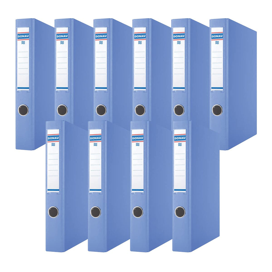 DONAU 3934001PL-10 Ringbuch/Blau | 4-D-Ring-Mechanik 30mm DIN A4 Ringordner Pappe/Kunststoff | Aus 1