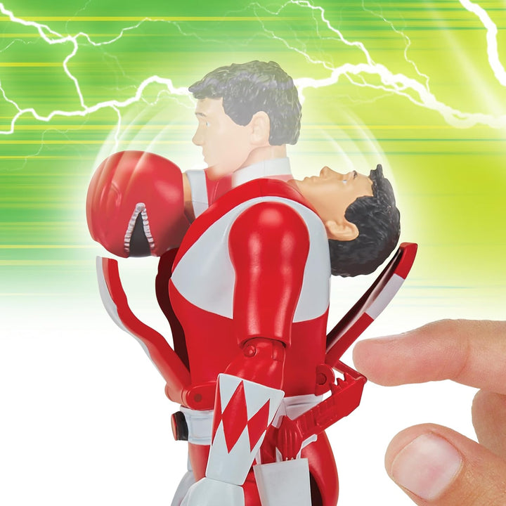 Power Rangers - Auto-Morphin, 2-in-1-Figur mit Gelenken, 15 cm, roter Ranger – Jason Lee Scott, für