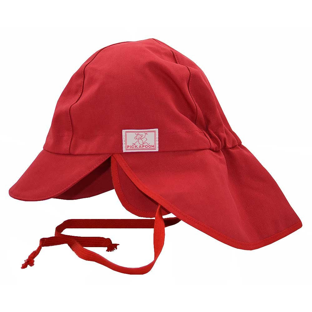 PICKAPOOH Baby/Kinder Sonnenhut/Sonnenmütze Tom mit UV-Schutz aus Reiner Bio-Baumwolle, Rot Gr. 48