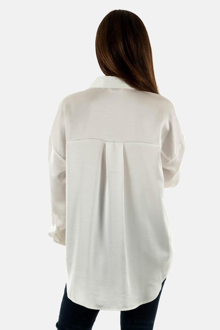 JJXX Damen Onlmarta Ls Oversize Satin Shirt Wvn XS Cloud Dancer, XS Cloud Dancer
