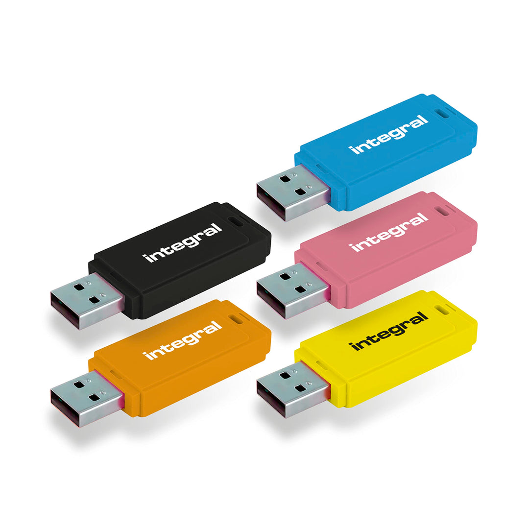 Integral 64GB Neon USB 2.0 Flash-Laufwerk 5er-Pack (Schwarz/Pink/Gelb/Orange/Blau) USB2.0 64GB Multi
