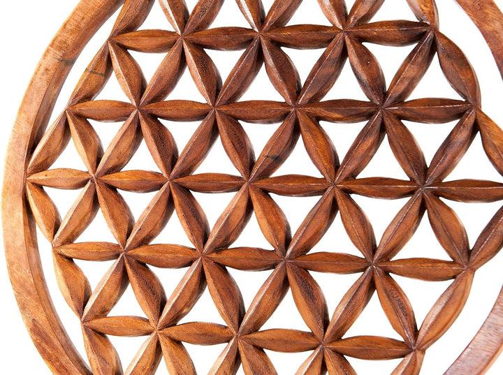 Windalf Grosses Wandbild BLUME DES LEBENS Ø 40 cm Lebensblume Energiebild Holzbild Handarbeit aus Ho