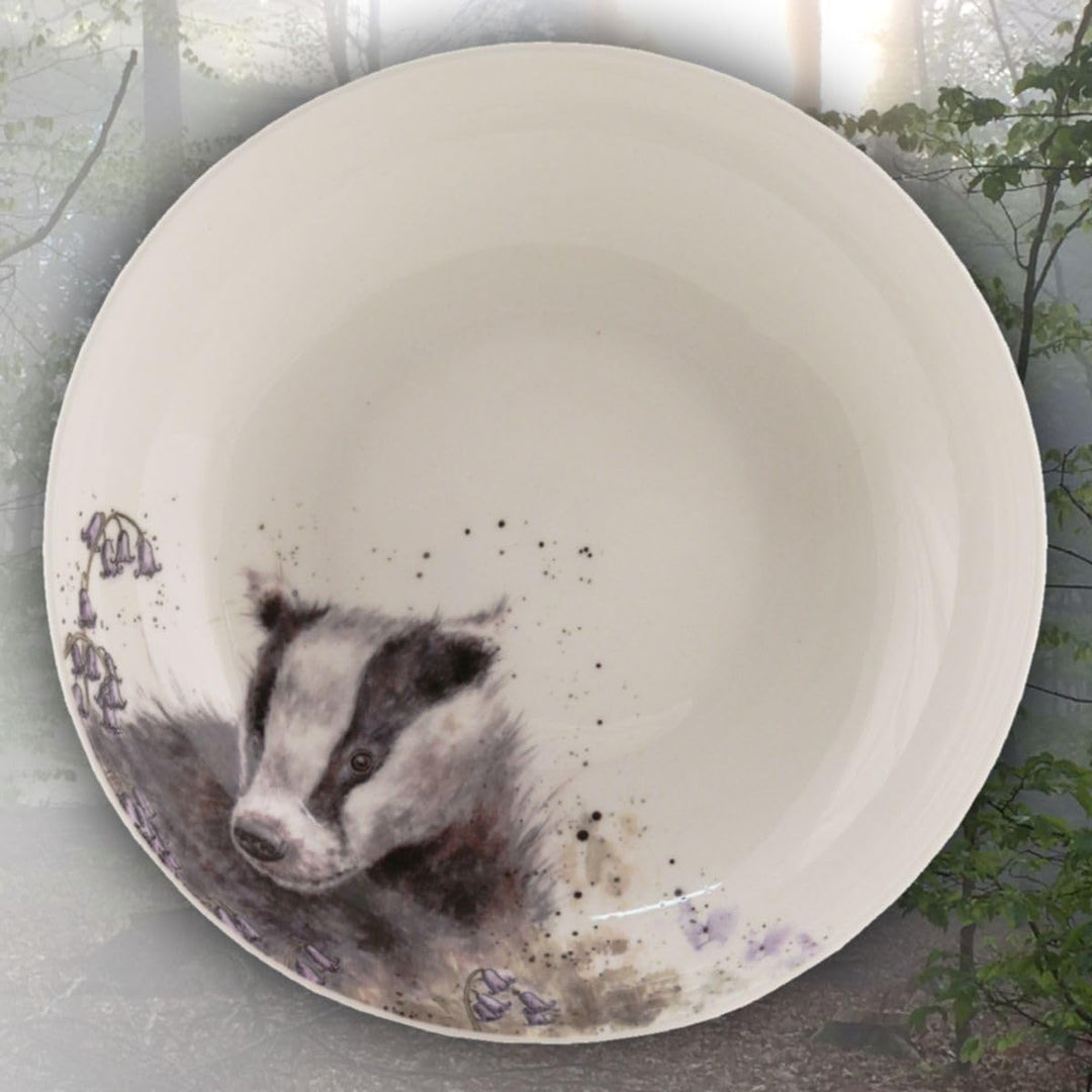 440s Wrendale Designs Porzellan Pasta- &amp; Suppenteller Dachs ca. 22cm D Royal Worcester tiefer Suppen