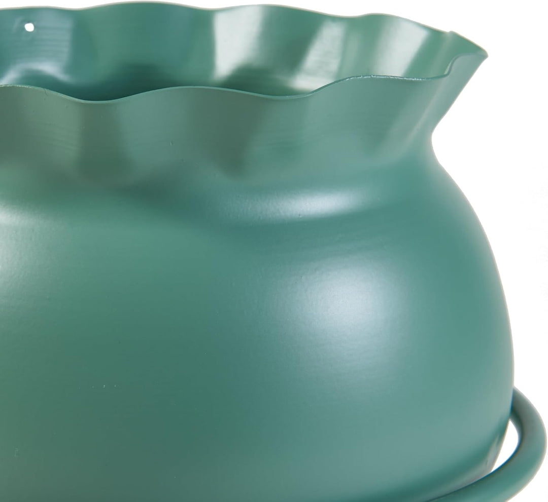 [en.casa] Blumenständer Assen Pflanzenständer mit Blumentopf Metall Grün Pflanzenregal 38 x 23,5 cm