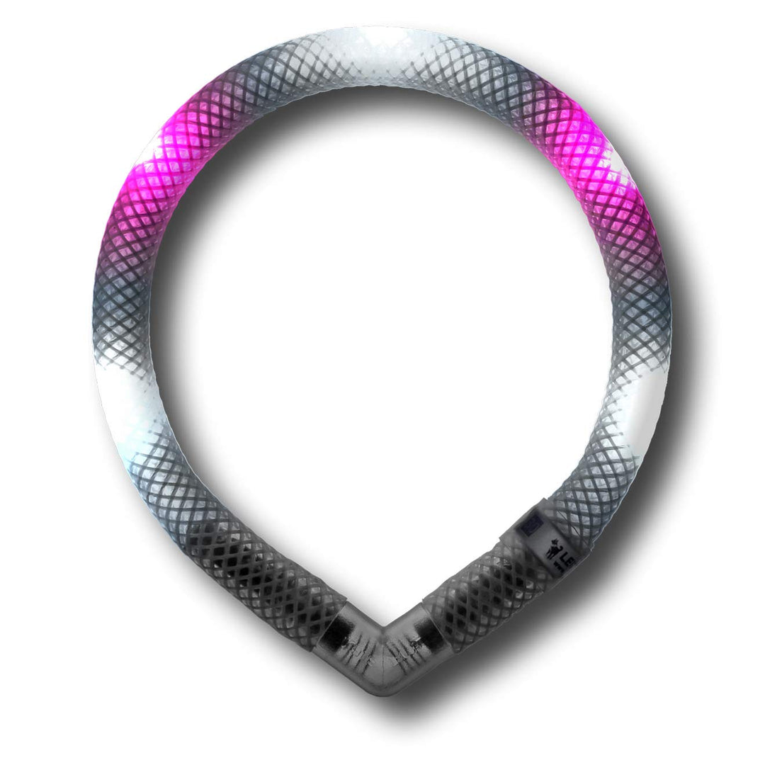 LEUCHTIE® Leuchthalsband Mini weiss-hotpink Grösse 25 I zweifarbig Bicolor I LED Halsband extra für