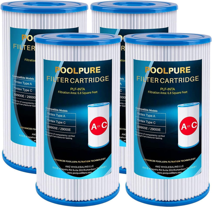 POOLPURE Typ A oder C (29000E/59900E) Poolfilter Ersatz für Intex Poolpumpe, Easy Set Poolfilter, So