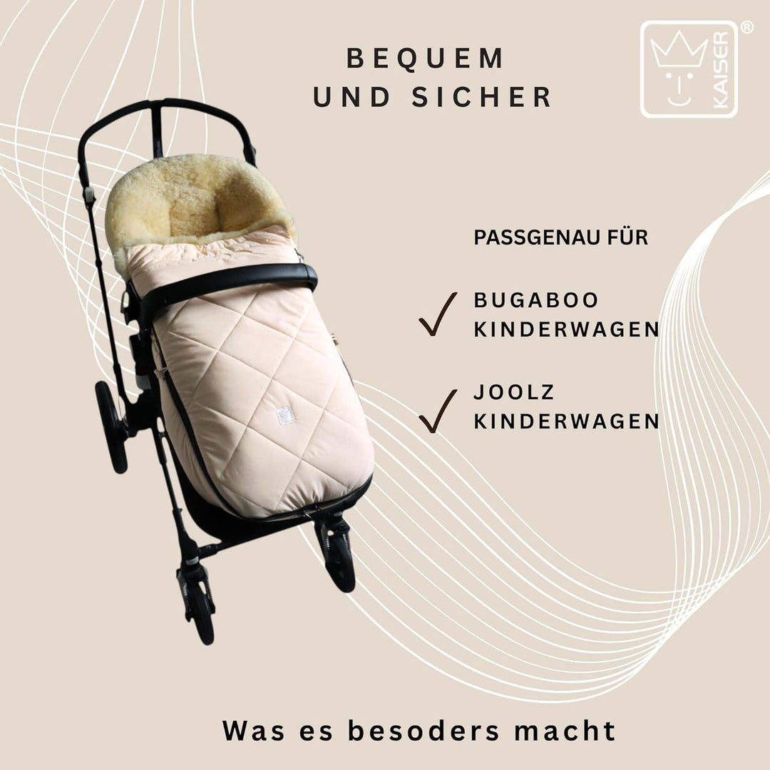 Kaiser Classic for Bugaboo Lammfell Kinderwagen Fusssack, 100 x 45 cm (cream), cream