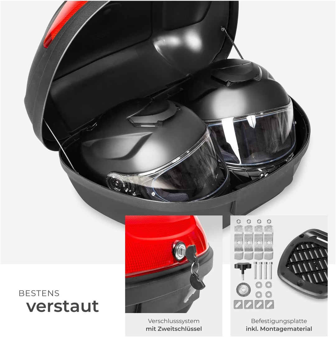 tectake® Motorradkoffer Topcase Roller | -Verschiedene Grössen- (Typ 2 | no. 401481), Typ 2 | No. 40