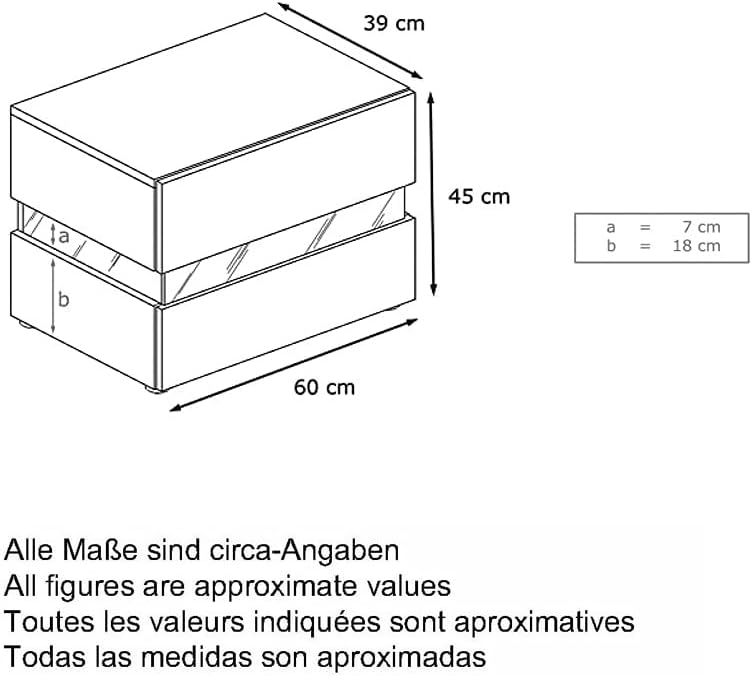 Vladon Nachttisch Flow, Nachttischschrank mit Schublade, Weiss Hochglanz/Weiss Hochglanz (60 x 45 x